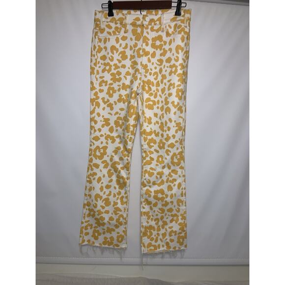 Mother Women's size 29 The Hustler Ankle Fray in Second Chance Yellow & White - Picture 1 of 11
